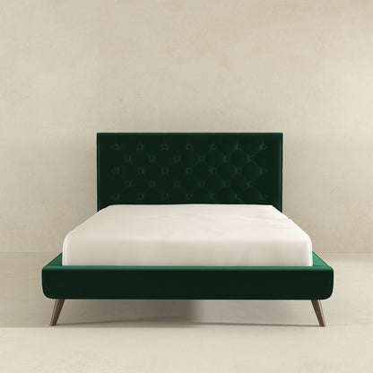 Dillon  Dark Green Velvet Platform Bed (Queen Size) - BED00300203