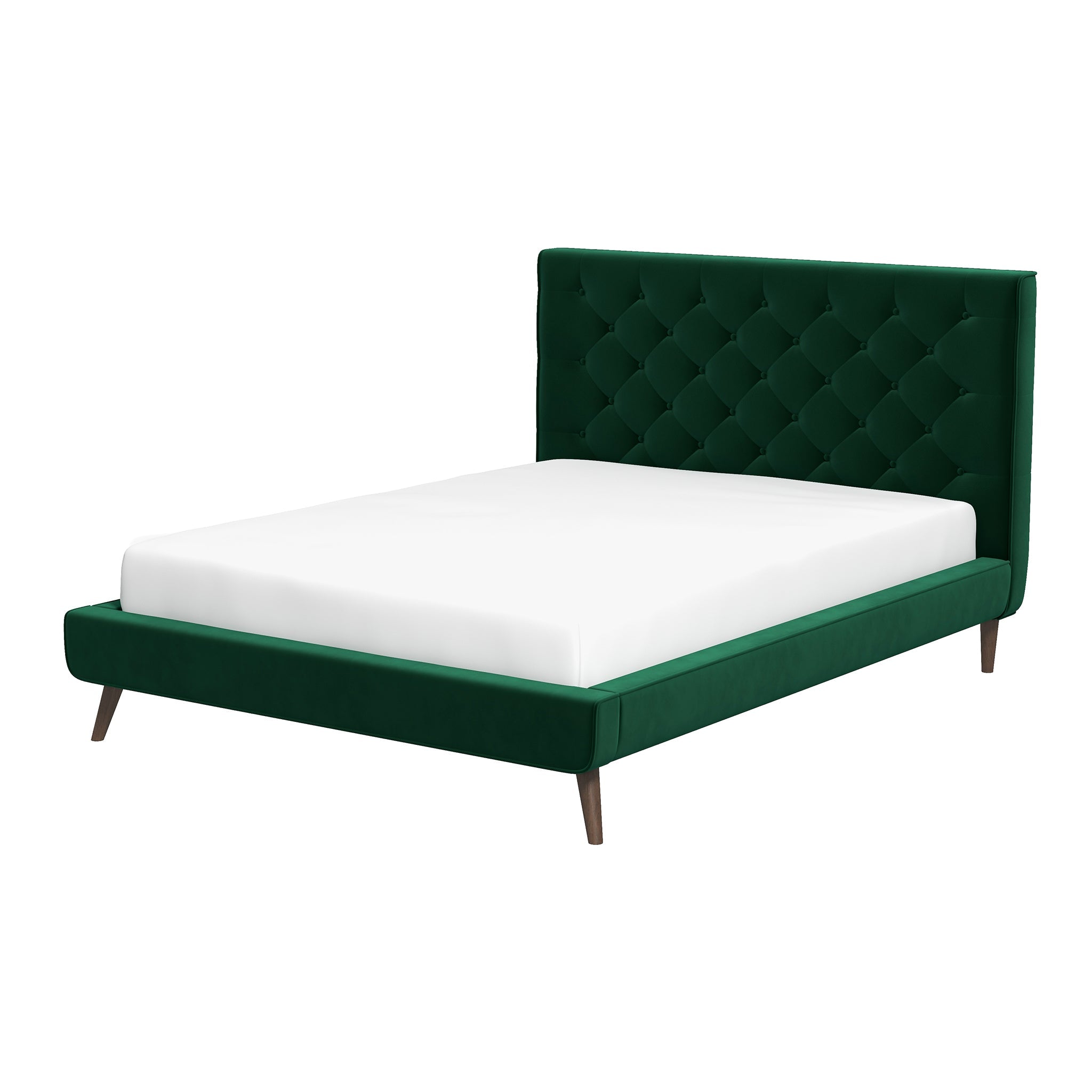 Dillon  Dark Green Velvet Platform Bed (Queen Size) - BED00300203