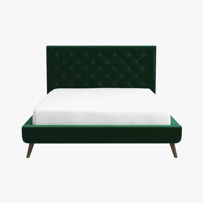 Dillon  Dark Green Velvet Platform Bed (Queen Size) - BED00300203