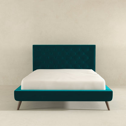 Dillon  Teal Velvet Platform Bed(Queen Size) - BED00300207