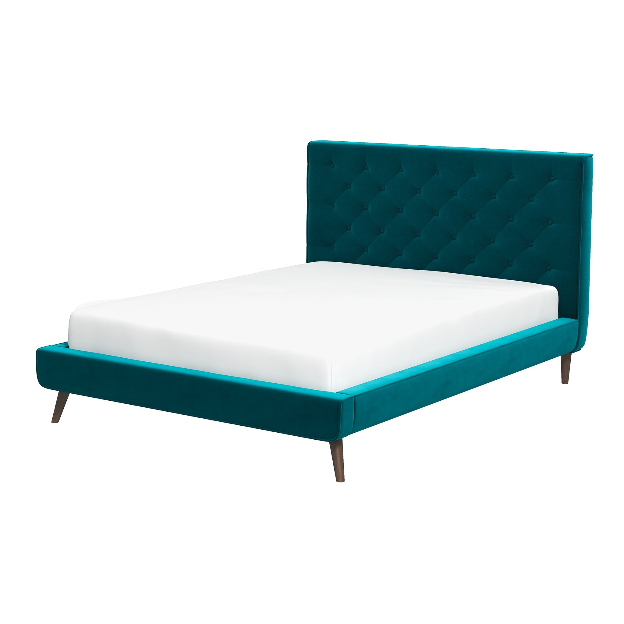 Dillon  Teal Velvet Platform Bed(Queen Size) - BED00300207