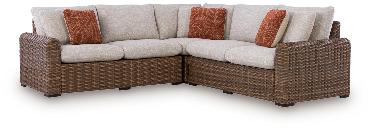 Dolan Creek Beige/Brown 3-Piece Outdoor Sectional - PCP610P1