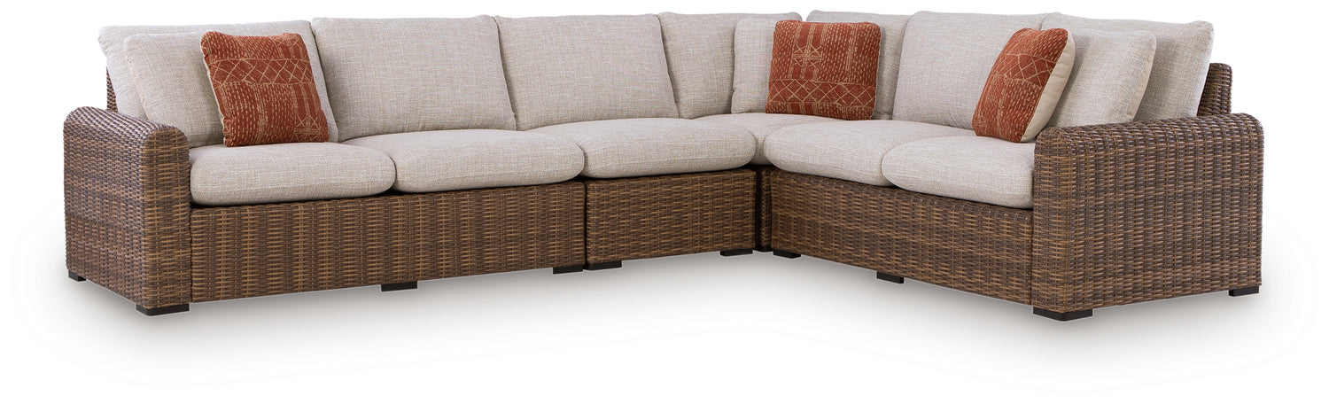Dolan Creek Beige/Brown 4-Piece Outdoor Sectional - PCP610P2