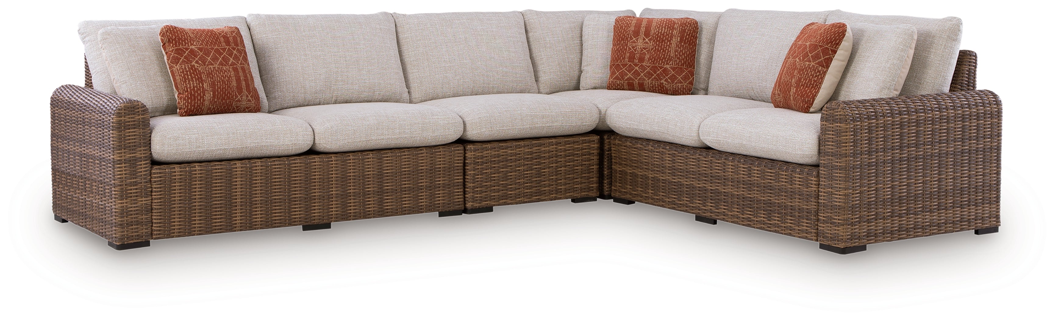 Dolan Creek Beige/Brown 4-Piece Outdoor Sectional - PCP610P2