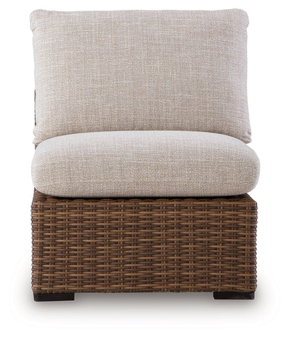 Dolan Creek Beige/Brown Outdoor Armless Chair with Cushion - PCP610-846