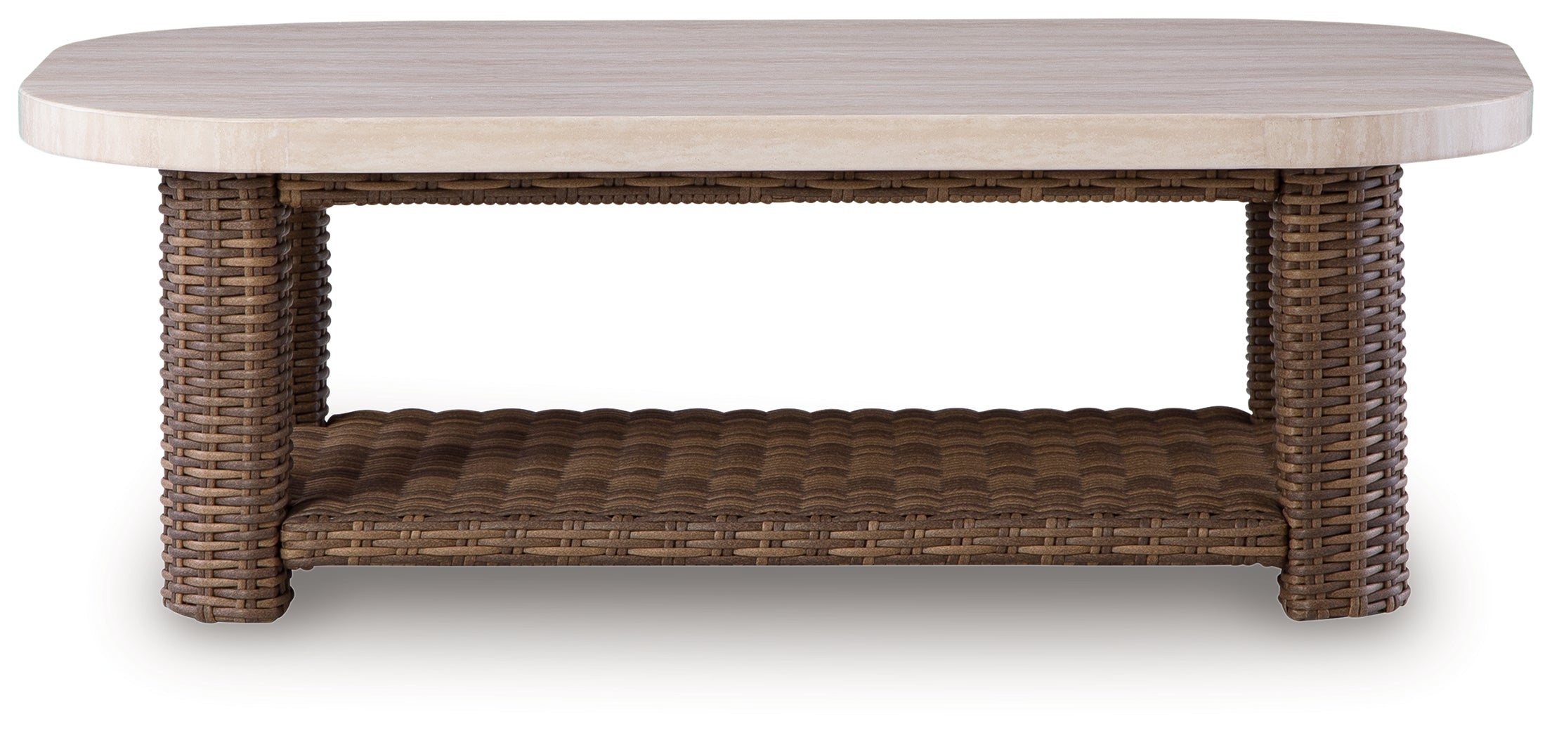 Dolan Creek Beige/Brown Outdoor Coffee Table - PCP610-701
