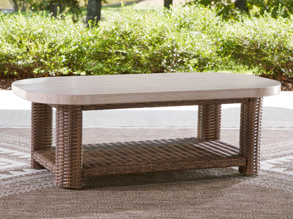 Dolan Creek Beige/Brown Outdoor Coffee Table - PCP610-701