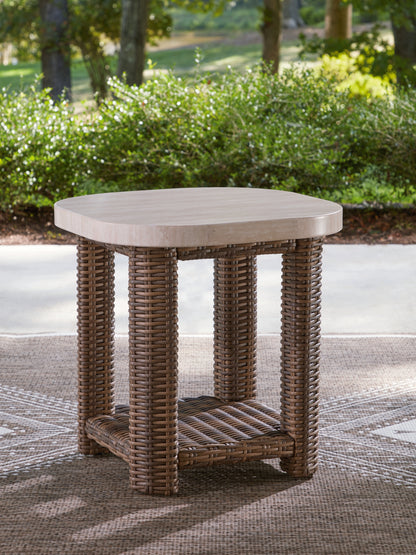 Dolan Creek Beige/Brown Outdoor End Table - PCP610-702