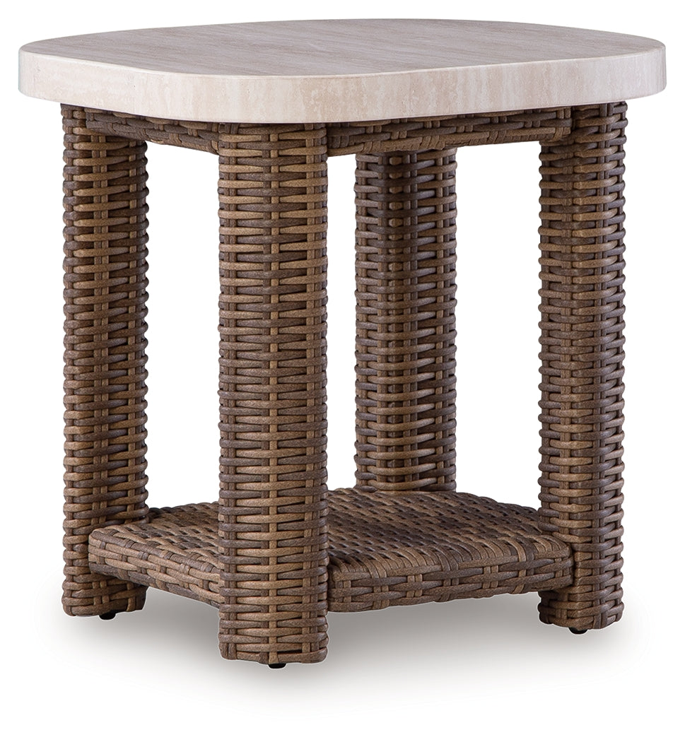 Dolan Creek Beige/Brown Outdoor End Table - PCP610-702