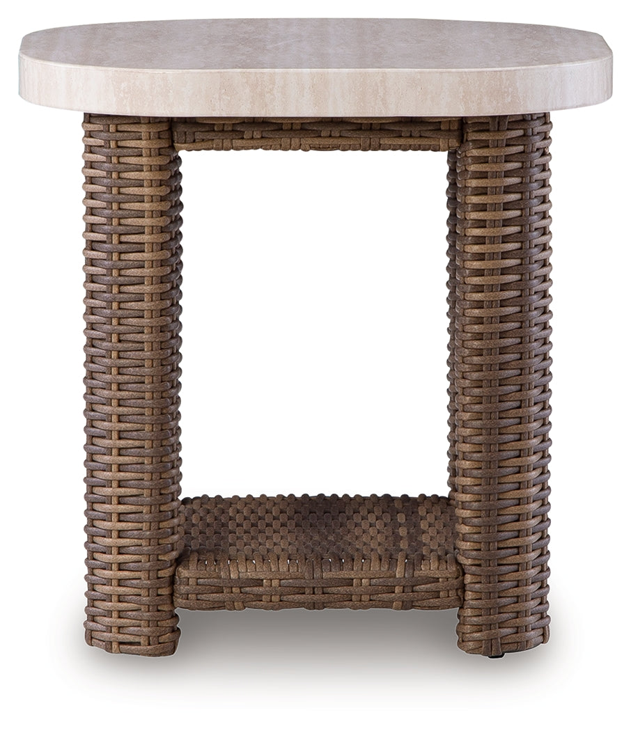 Dolan Creek Beige/Brown Outdoor End Table - PCP610-702