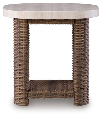 Dolan Creek Beige/Brown Outdoor End Table - PCP610-702