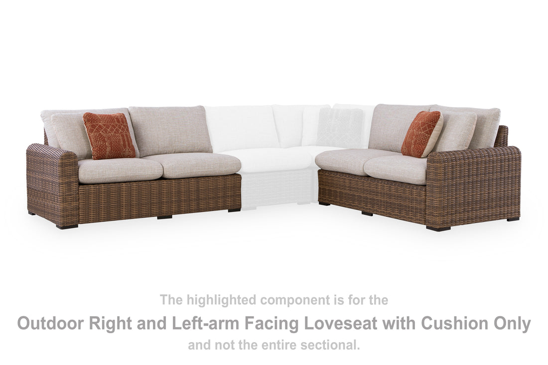 Dolan Creek Beige/Brown Outdoor Right and Left-arm Facing Loveseat with Cushion (Set of 2) - PCP610-854