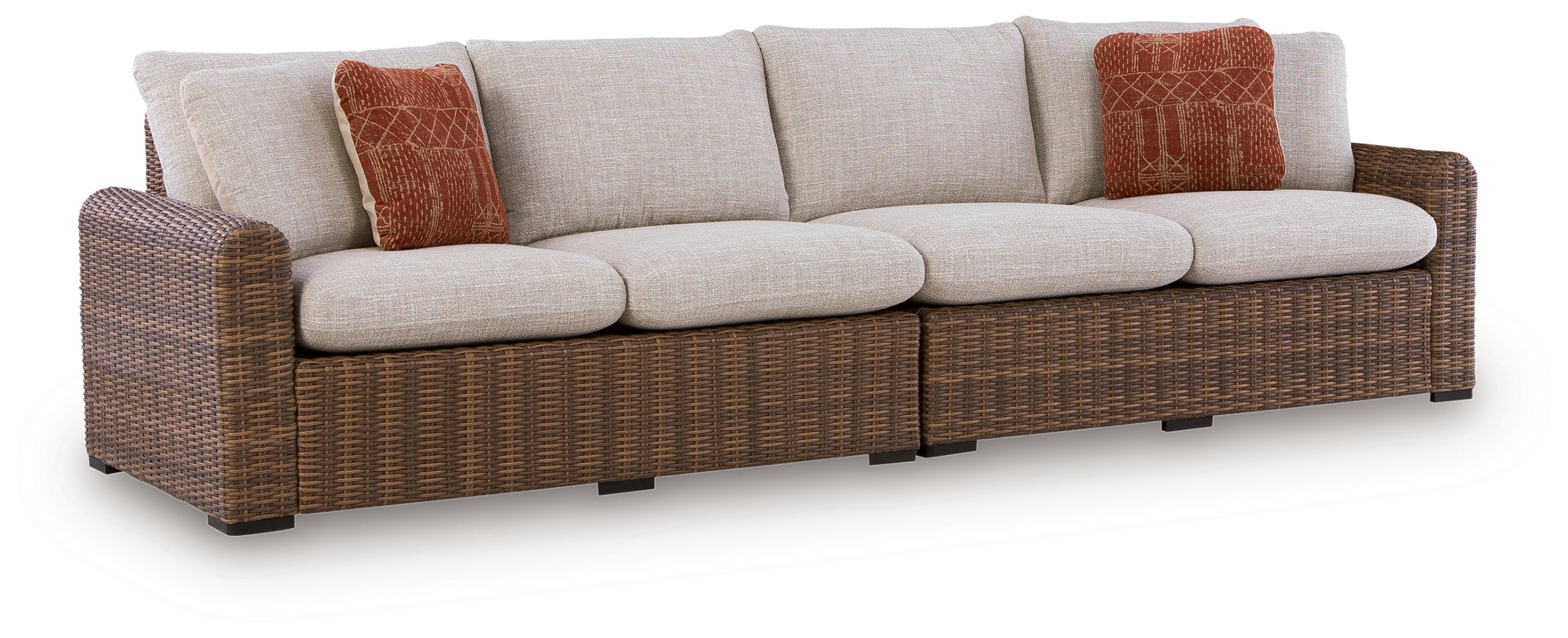 Dolan Creek Beige/Brown Outdoor Right and Left-arm Facing Loveseat with Cushion (Set of 2) - PCP610-854