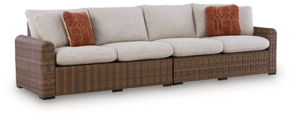 Dolan Creek Beige/Brown Outdoor Right and Left-arm Facing Loveseat with Cushion (Set of 2) - PCP610-854