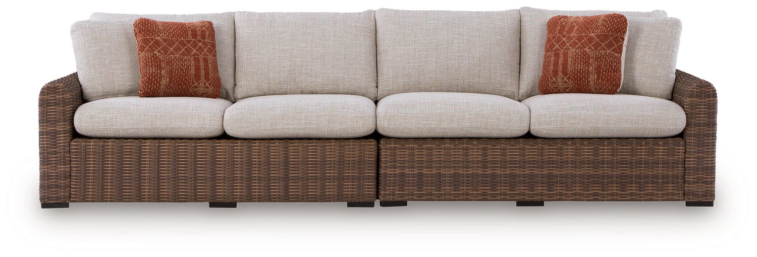 Dolan Creek Beige/Brown Outdoor Right and Left-arm Facing Loveseat with Cushion (Set of 2) - PCP610-854