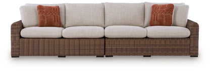 Dolan Creek Beige/Brown Outdoor Right and Left-arm Facing Loveseat with Cushion (Set of 2) - PCP610-854
