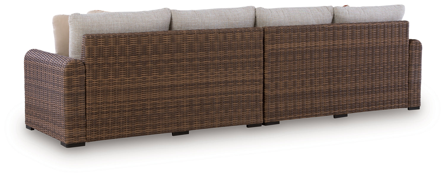 Dolan Creek Beige/Brown Outdoor Right and Left-arm Facing Loveseat with Cushion (Set of 2) - PCP610-854