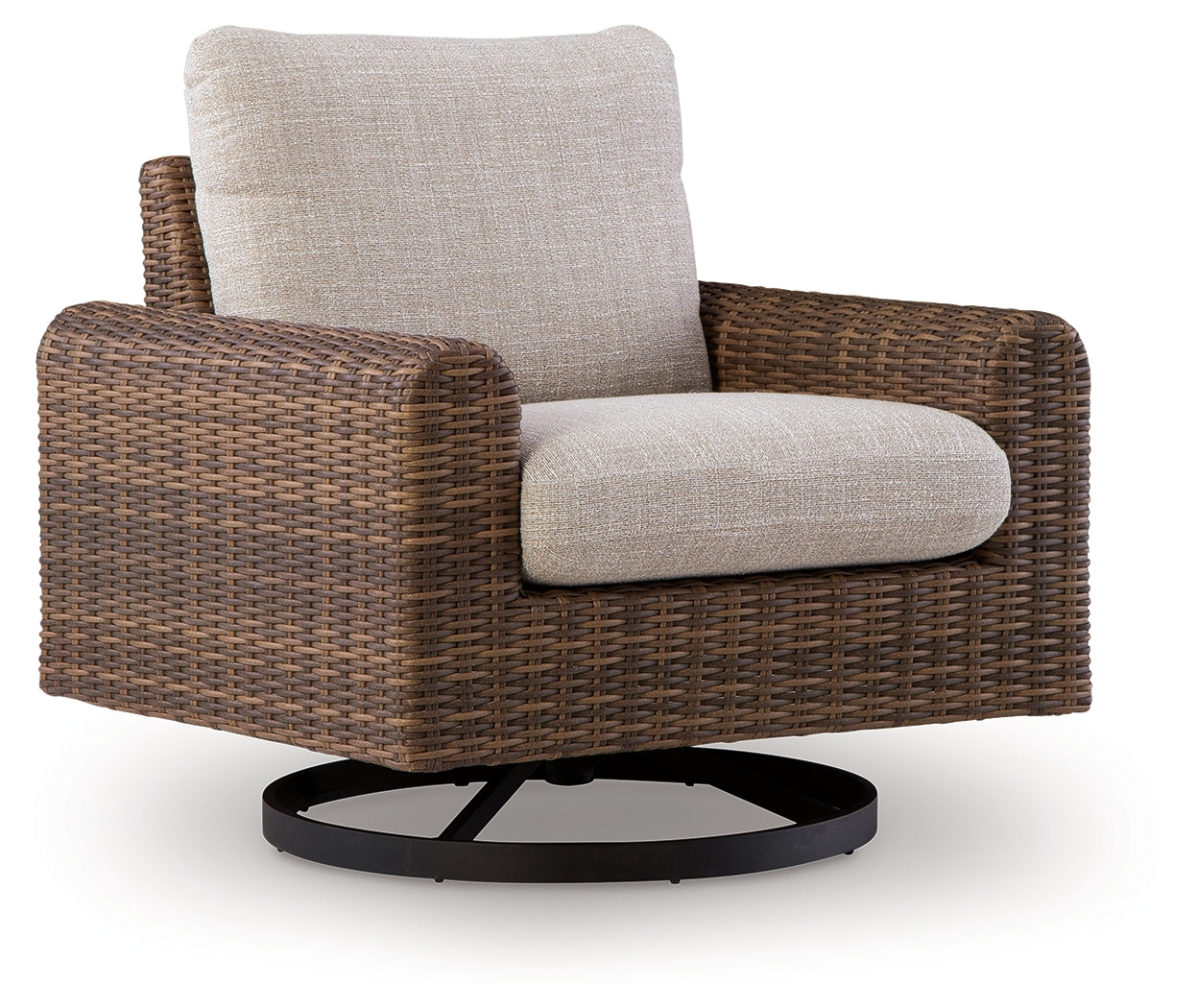 Dolan Creek Gray/Brown Outdoor Swivel Lounge Chair with Cushion - PCP610-821