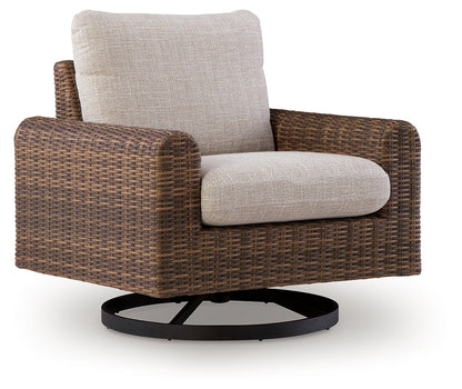 Dolan Creek Gray/Brown Outdoor Swivel Lounge Chair with Cushion - PCP610-821
