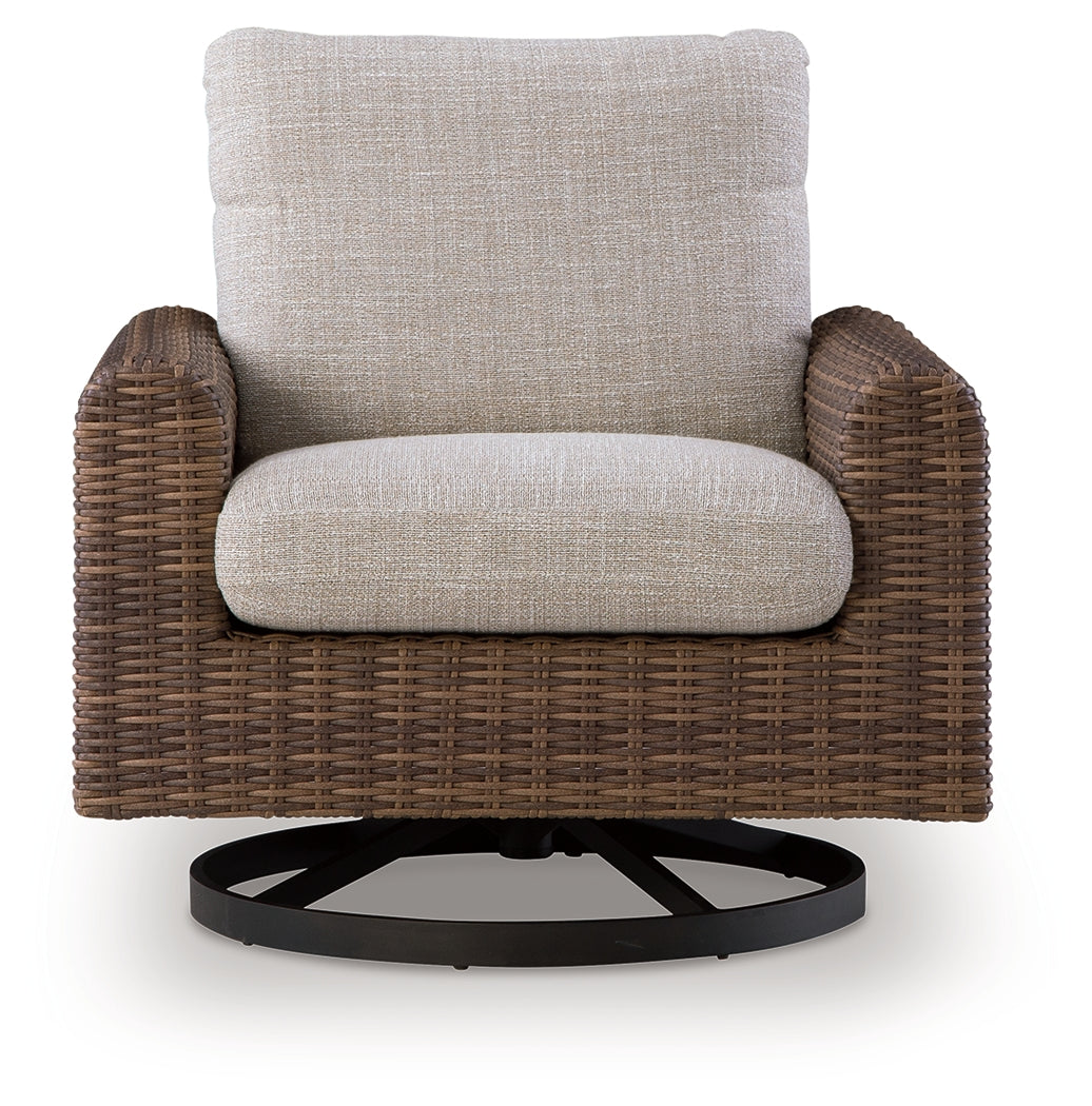 Dolan Creek Gray/Brown Outdoor Swivel Lounge Chair with Cushion - PCP610-821