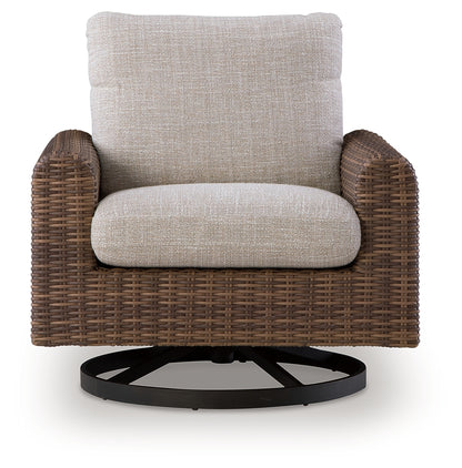 Dolan Creek Gray/Brown Outdoor Swivel Lounge Chair with Cushion - PCP610-821