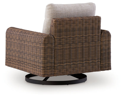 Dolan Creek Gray/Brown Outdoor Swivel Lounge Chair with Cushion - PCP610-821