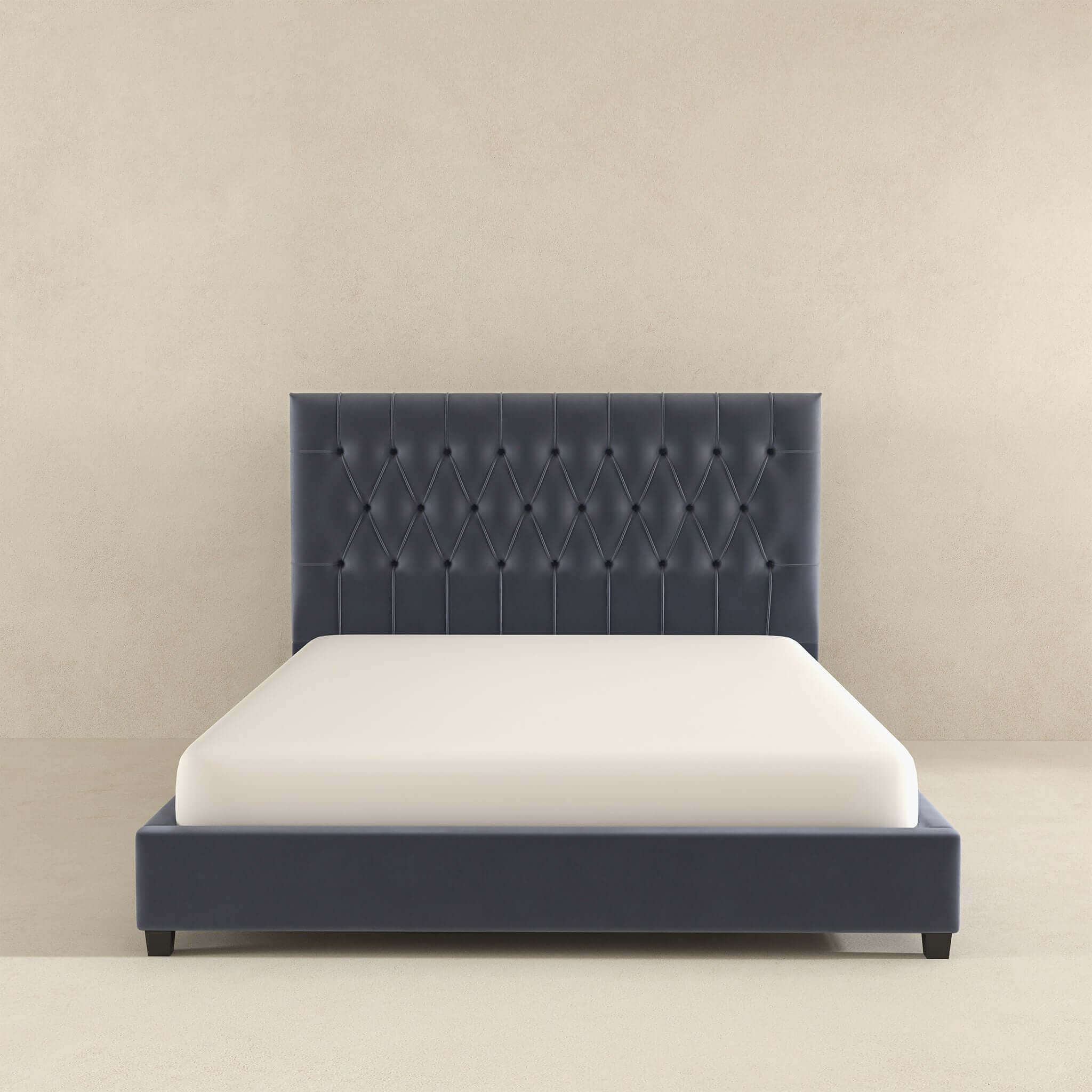 Donald Mid Century Modern Grey Velvet Platform Bed King - BED00500604