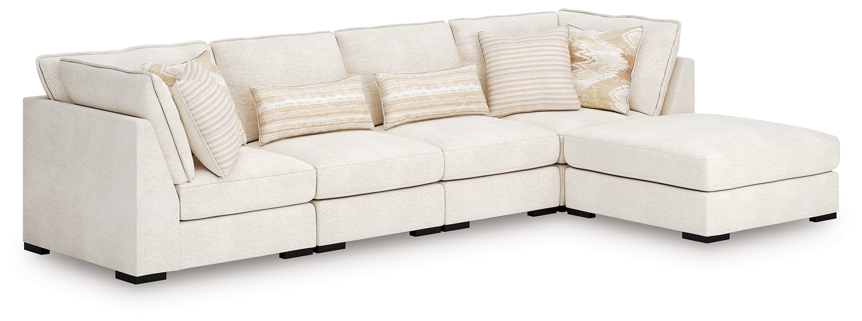 Donelson Creek Vanilla 4-Piece Sectional and Ottoman - 48002U1