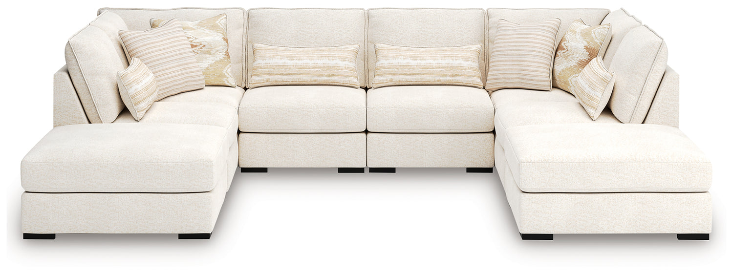 Donelson Creek Vanilla 6-Piece Sectional and Ottoman - 48002U2