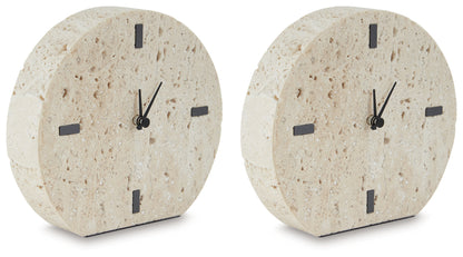 Donfordson Beige Table Clock (Set of 2) - A2000660