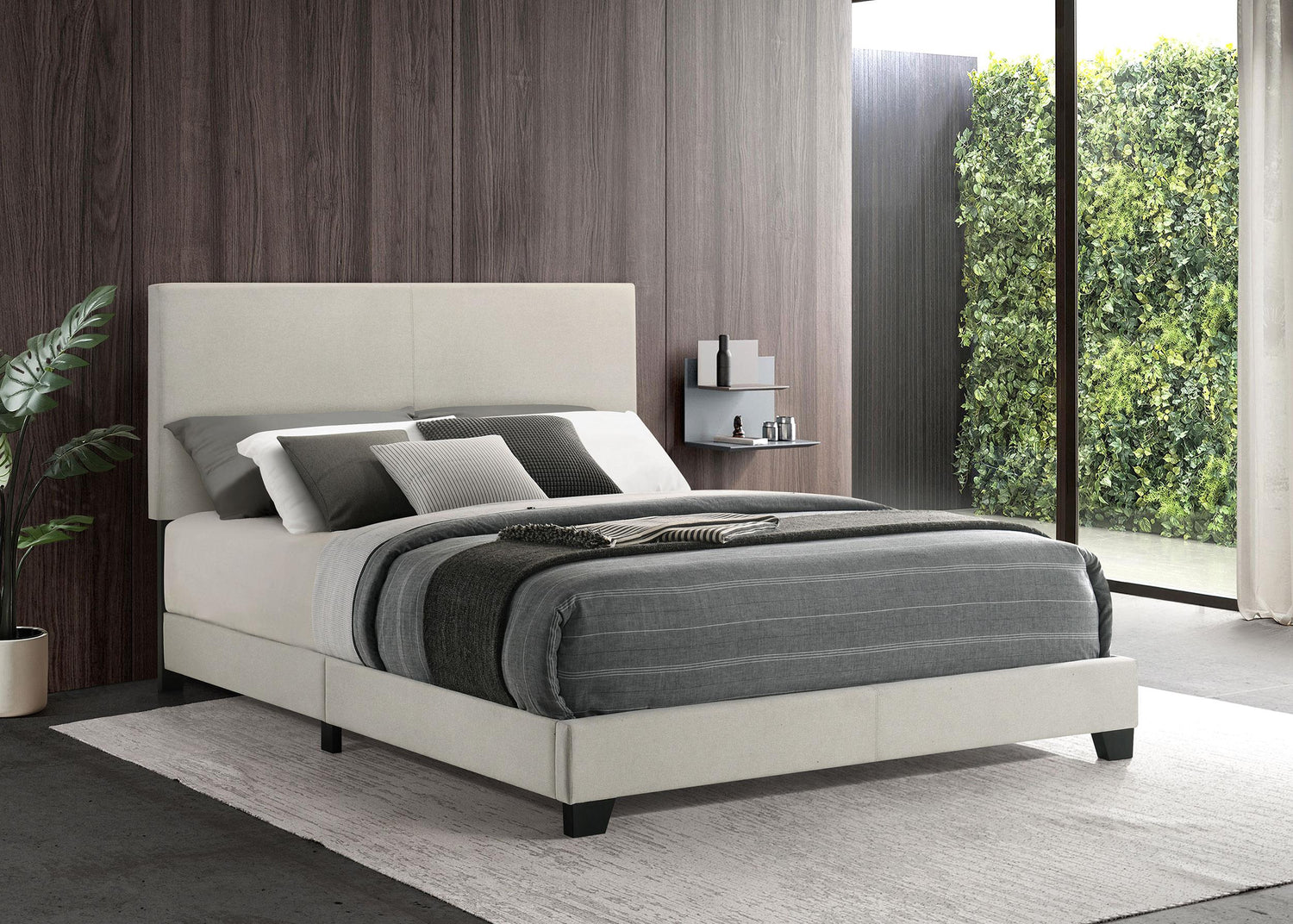 Dorian Fabric Upholstered Queen Panel Bed Cream - 300852Q