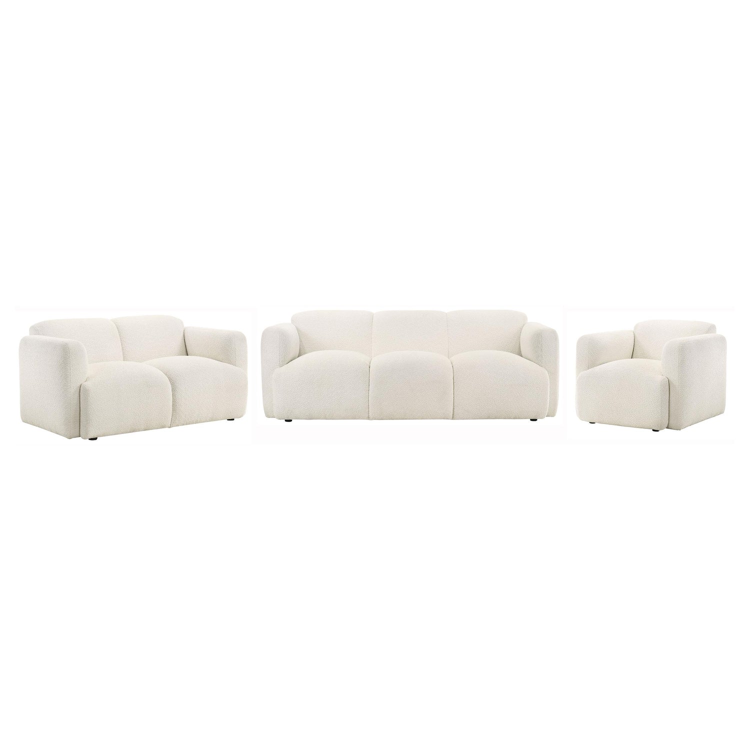 Dorset 3-piece Upholstered Round Track Arm Sofa Set White - 509811-S3