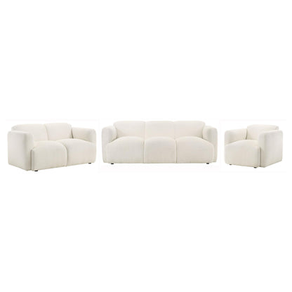 Dorset 3-piece Upholstered Round Track Arm Sofa Set White - 509811-S3