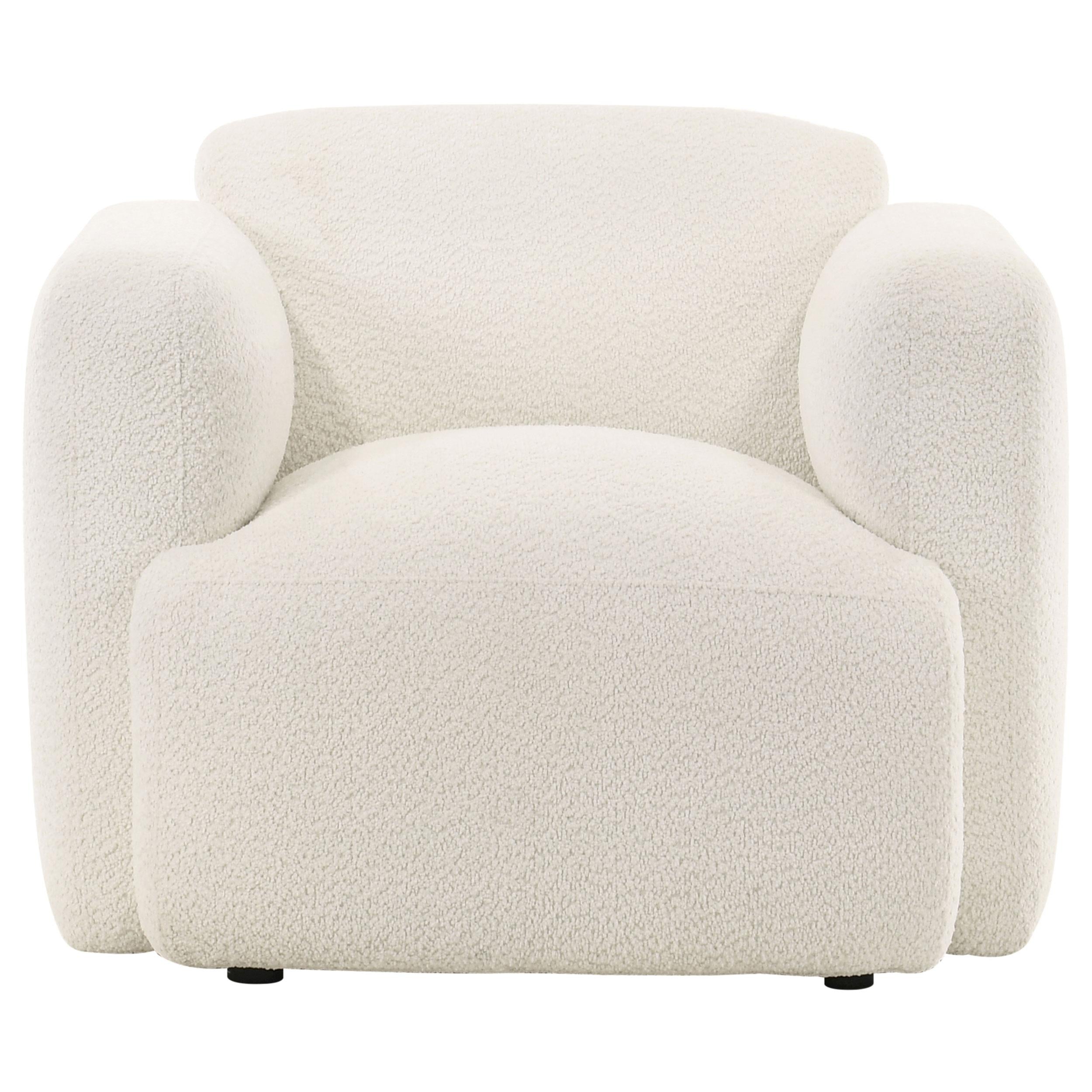 Dorset Fabric Upholstered Round Track Arm Accent Chair White - 509813
