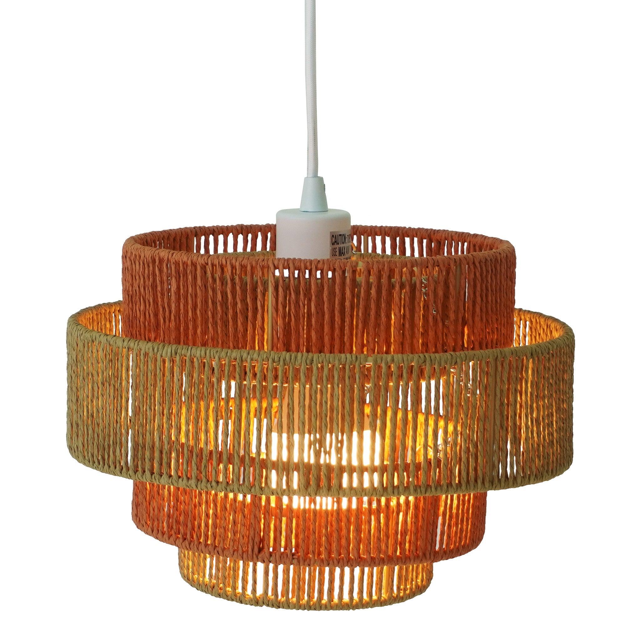 Dorset Pendant Lamp - White and Natural/Terracotta - PNL04102401
