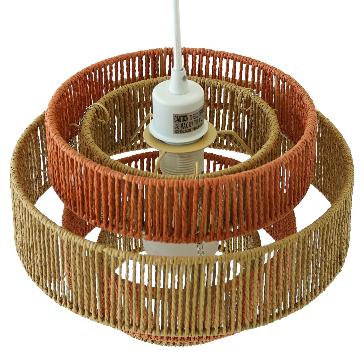 Dorset Pendant Lamp - White and Natural/Terracotta - PNL04102401