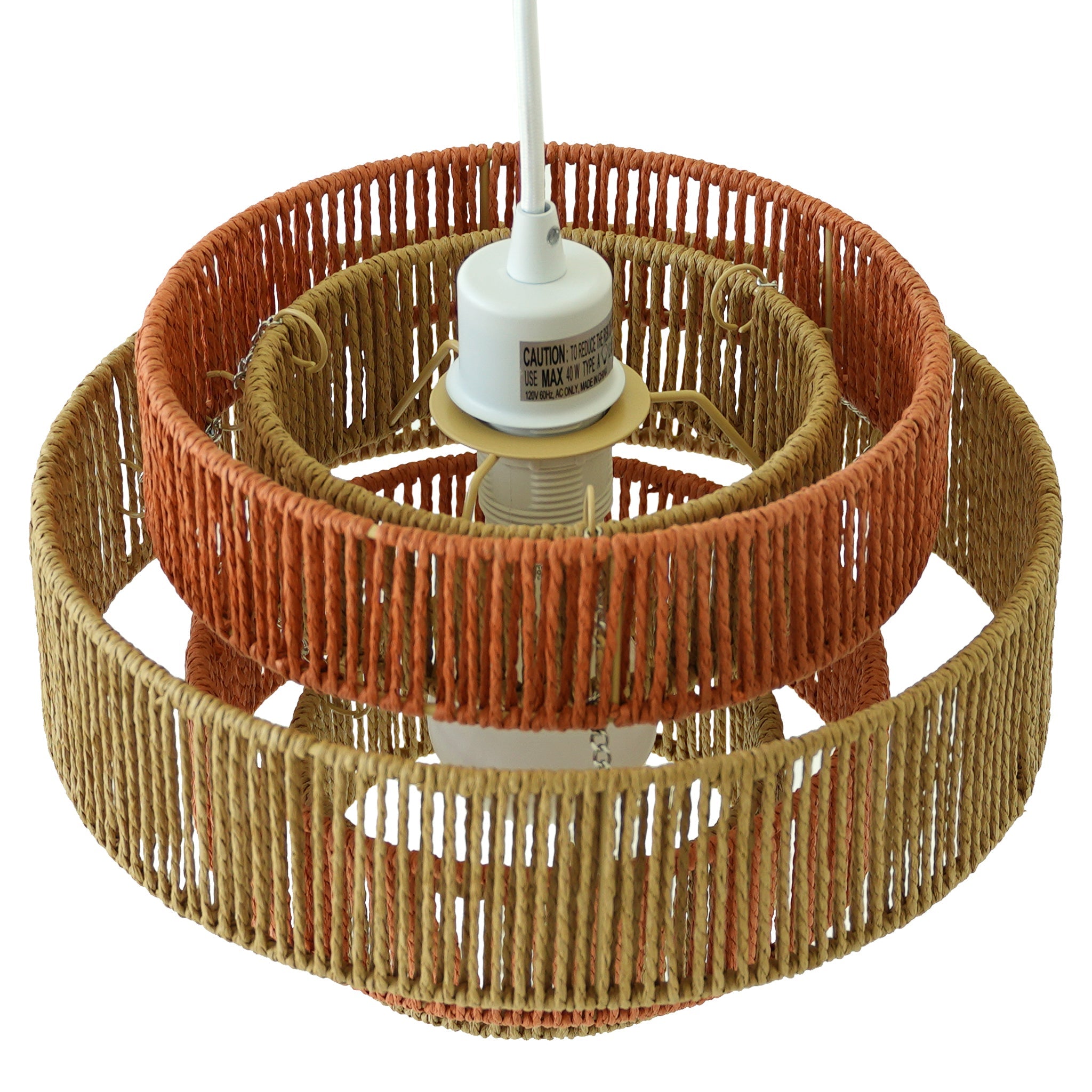 Dorset Pendant Lamp - White and Natural/Terracotta - PNL04102401