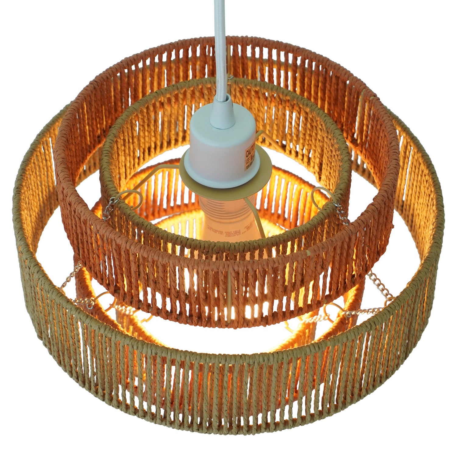 Dorset Pendant Lamp - White and Natural/Terracotta - PNL04102401