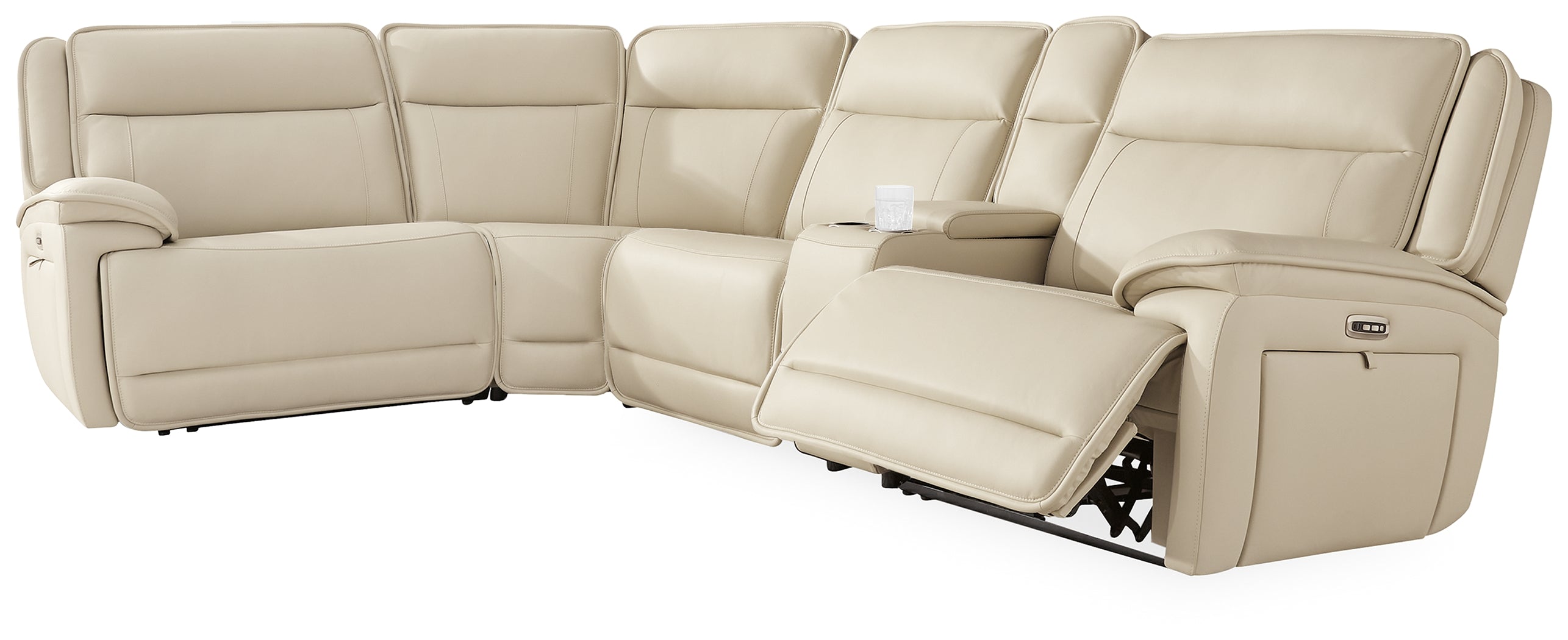 Double Deal Almond 5-Piece Reclining Sectional with Console - U13001S8