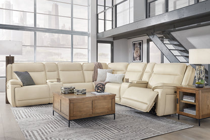 Double Deal Almond 7-Piece Reclining Sectional with 2 Consoles - U13001S9