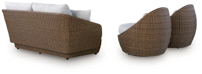 Double Point Beige Outdoor Loveseat/2 Swivel Chairs (Set of 3) - PCP503-070