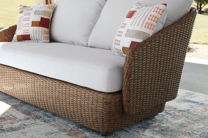 Double Point Beige Outdoor Seating Set from Ashley - Luna Furniture