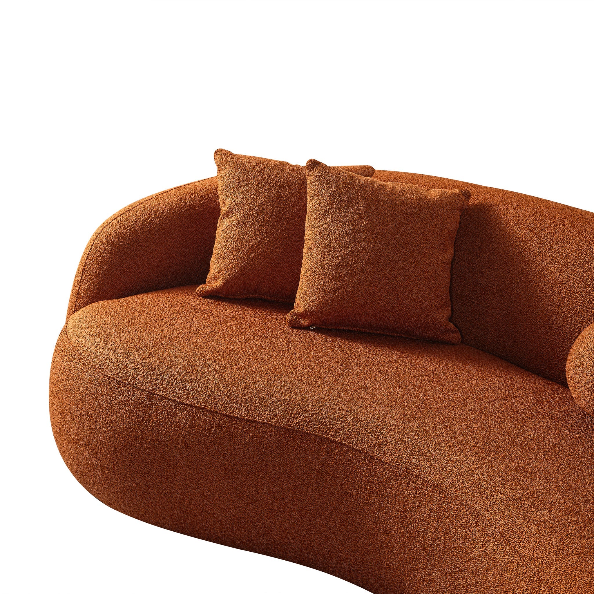 Drake Burnt Orange Japandi Style Curvy Boucle Sofa - SOF02600603