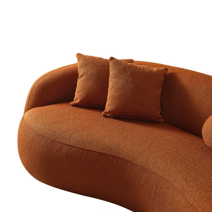 Drake Burnt Orange Japandi Style Curvy Boucle Sofa - SOF02600603