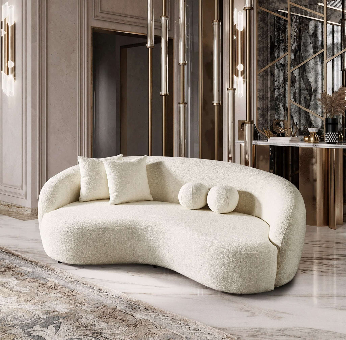 Drake Japandi Style Curvy Boucle Sofa - SOF02600601
