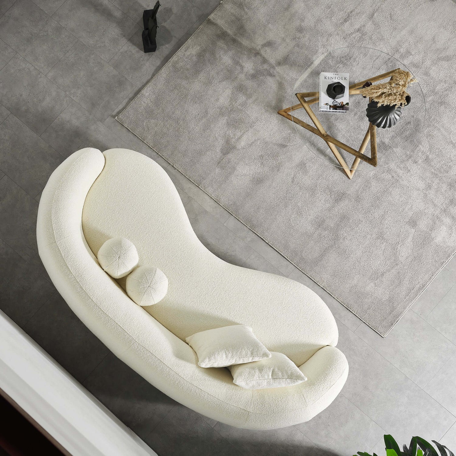 Drake Japandi Style Curvy Boucle Sofa - SOF02600601