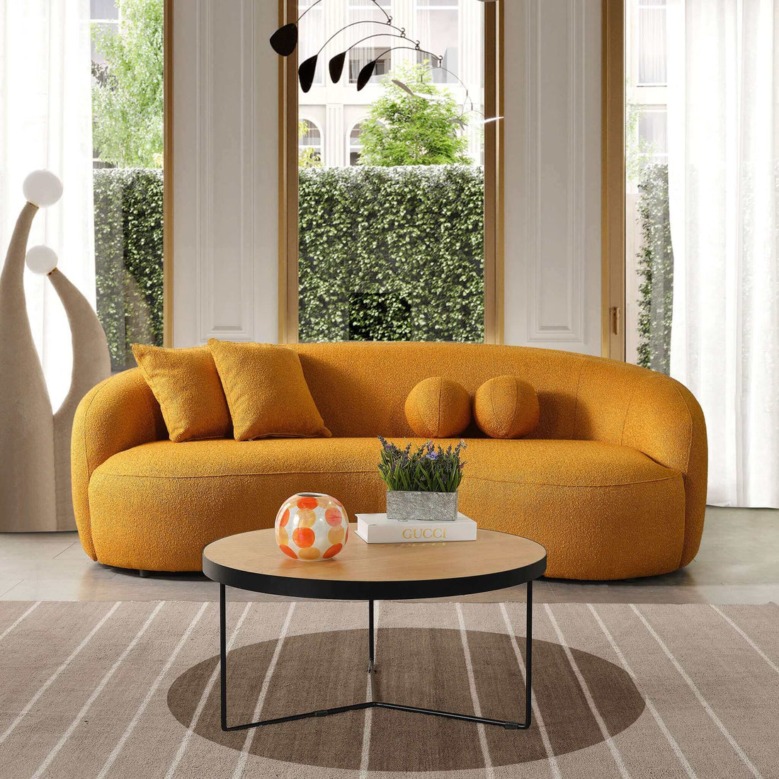 Drake Japandi Style Curvy Boucle Sofa - SOF02600602