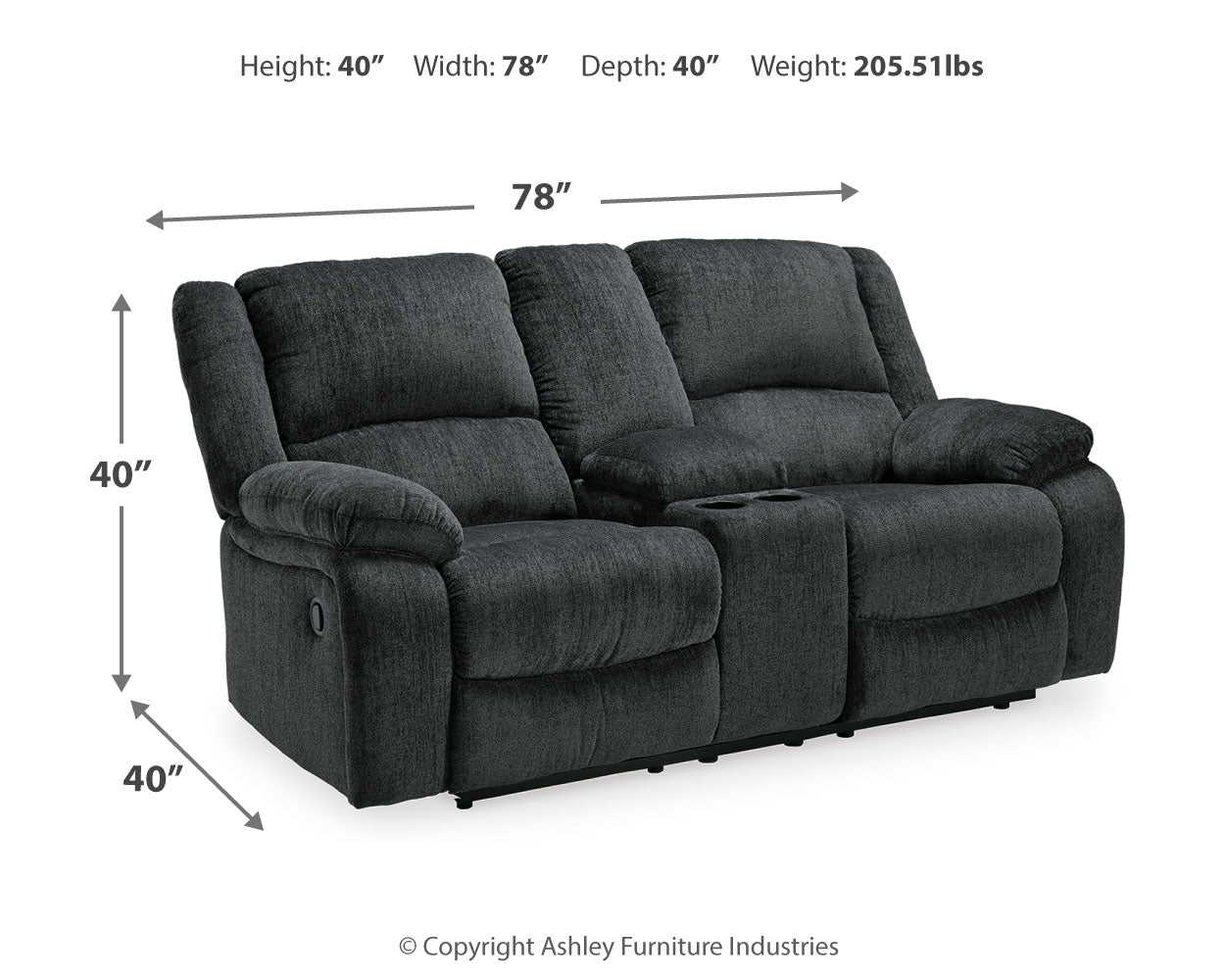 Draycoll Slate Reclining Loveseat with Console and Recliner - 76504U7