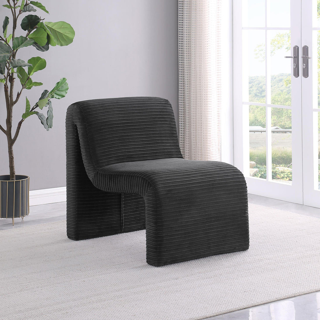 Drayton Upholstered Curved Armless Accent Chair Black - 907526