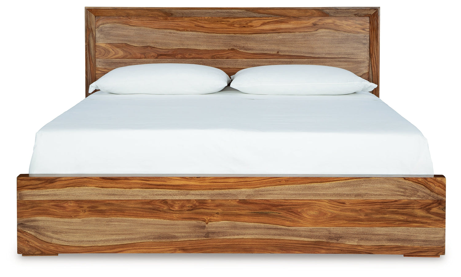 Dressonni California King Panel Bed with Mirrored Dresser in Brown - PKG018787
